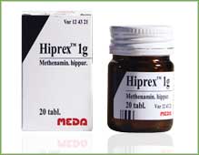 Hiprex har en bakteriehemmende  funksjon i urinen og opprettholder  sur urin.